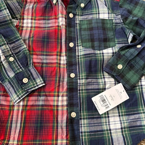 NWT’s Carter's Red and Blue Plaid Button Down Shirt size 2T - Picture 4 of 5